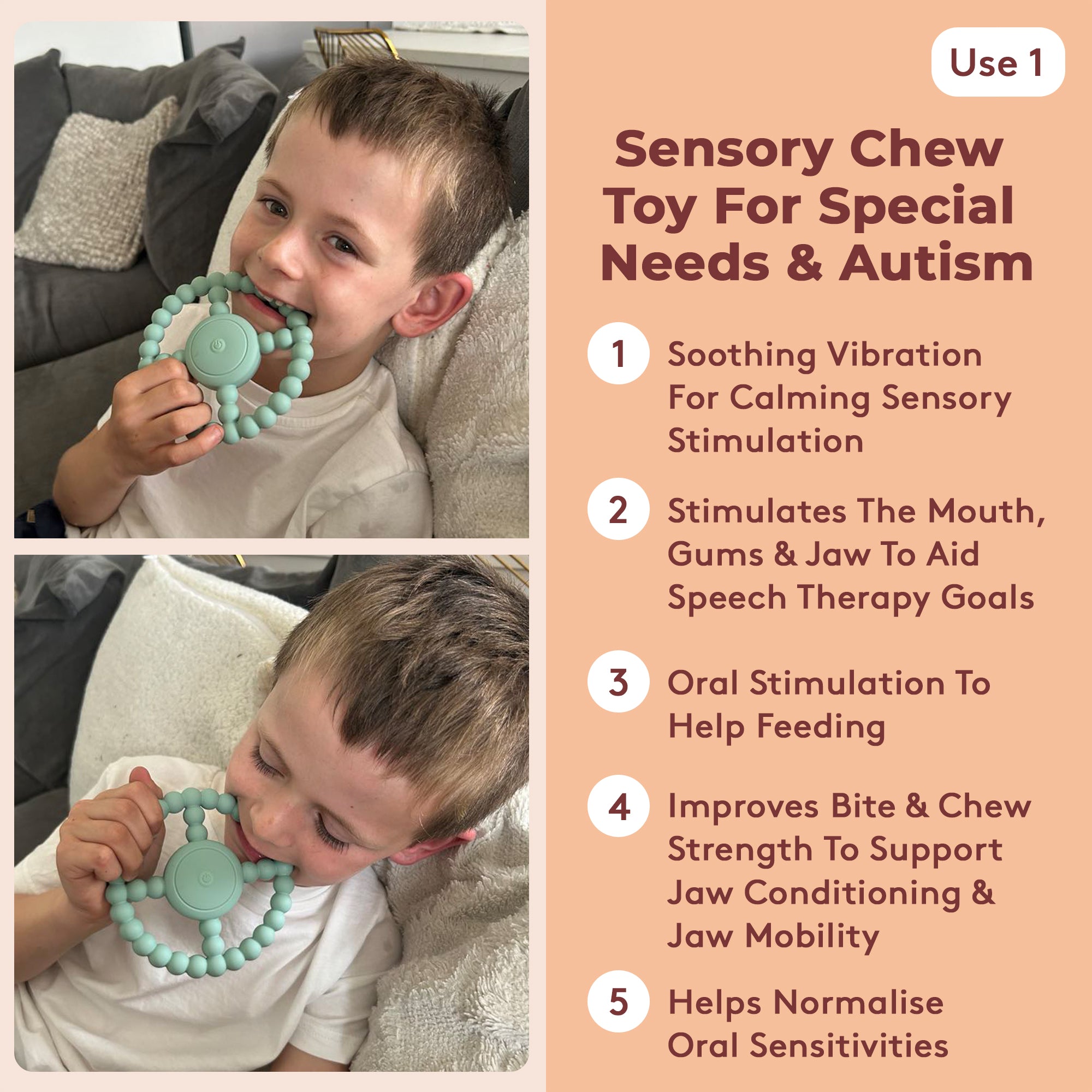 Vibrating Chew Toy Chewable Toys Tor Autism Infant Teething Toy LoveHugs